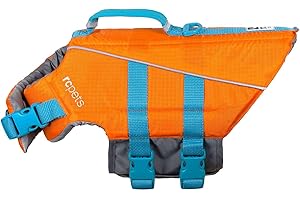 RC PET PRODUCTS RC Pets Tidal Life Vest, Adjustable Dog Life Jacket, Orange/Teal, XX-Small