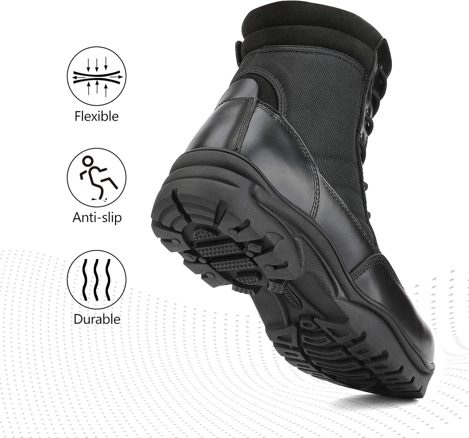 NORTIV 8 Men's Military Tactical Work Boots Side Zipper Leather Motorcycle Combat Bootie: Shoes