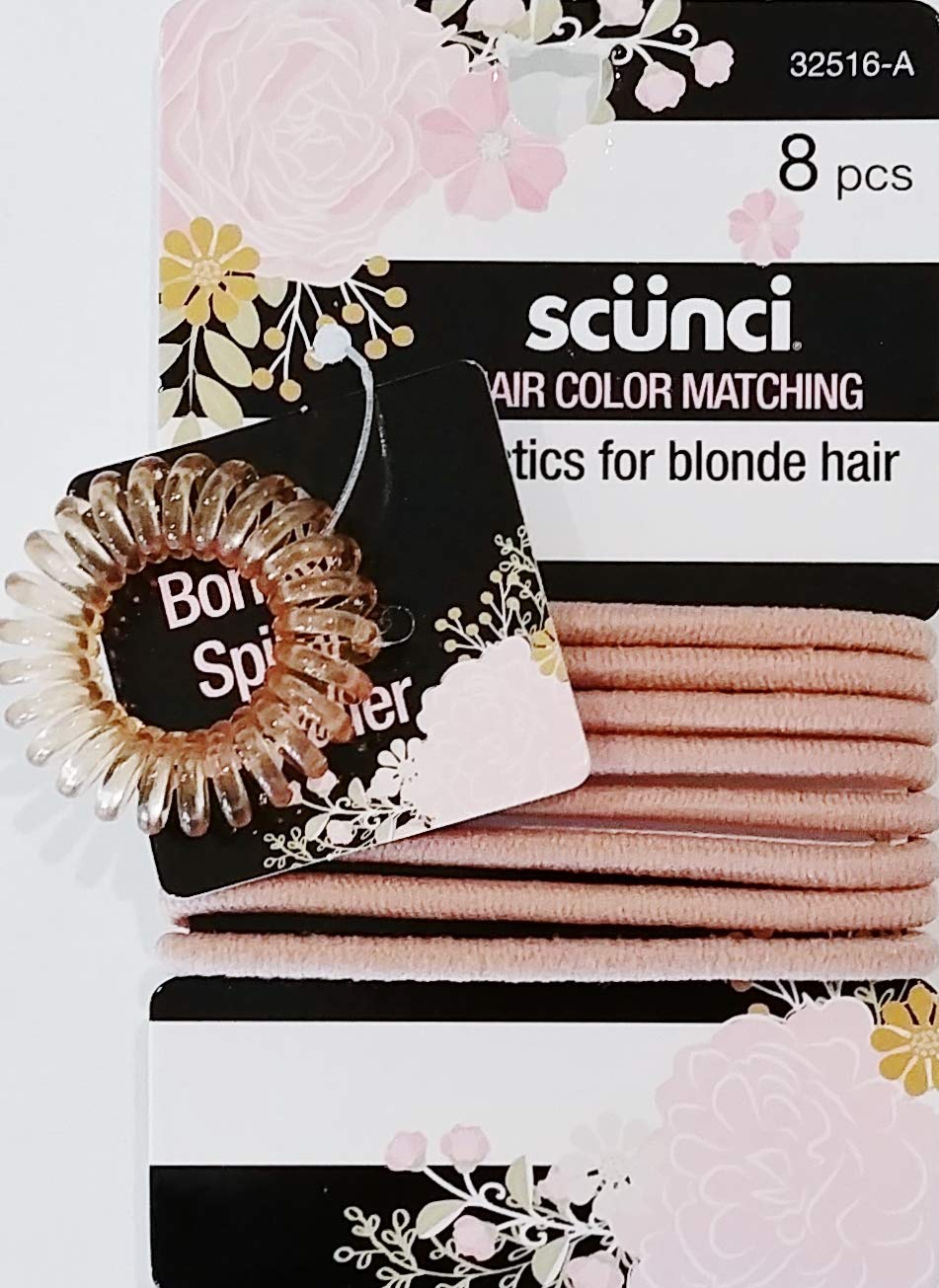 Amazon Com Scunci Elastic Ties For Blonde Hair Color Matching