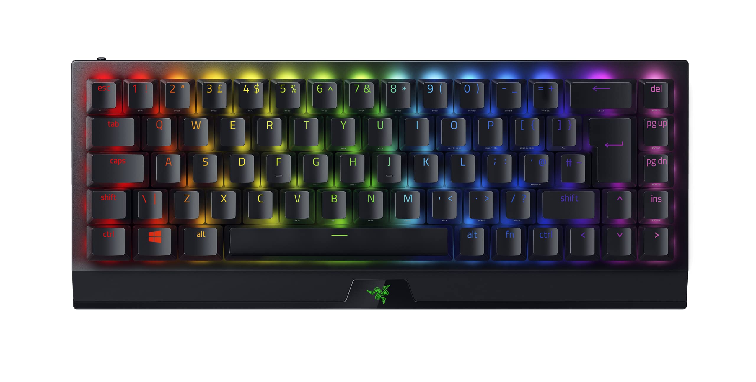 Razer BlackWidow V3 Mini HyperSpeed (Yellow Switch) - Wireless 65% Mechanical Gaming Keyboard (Silent Mechanical Switches, Bluetooth, USB-C, Stealth Pudding Keycaps) UK Layout | Black