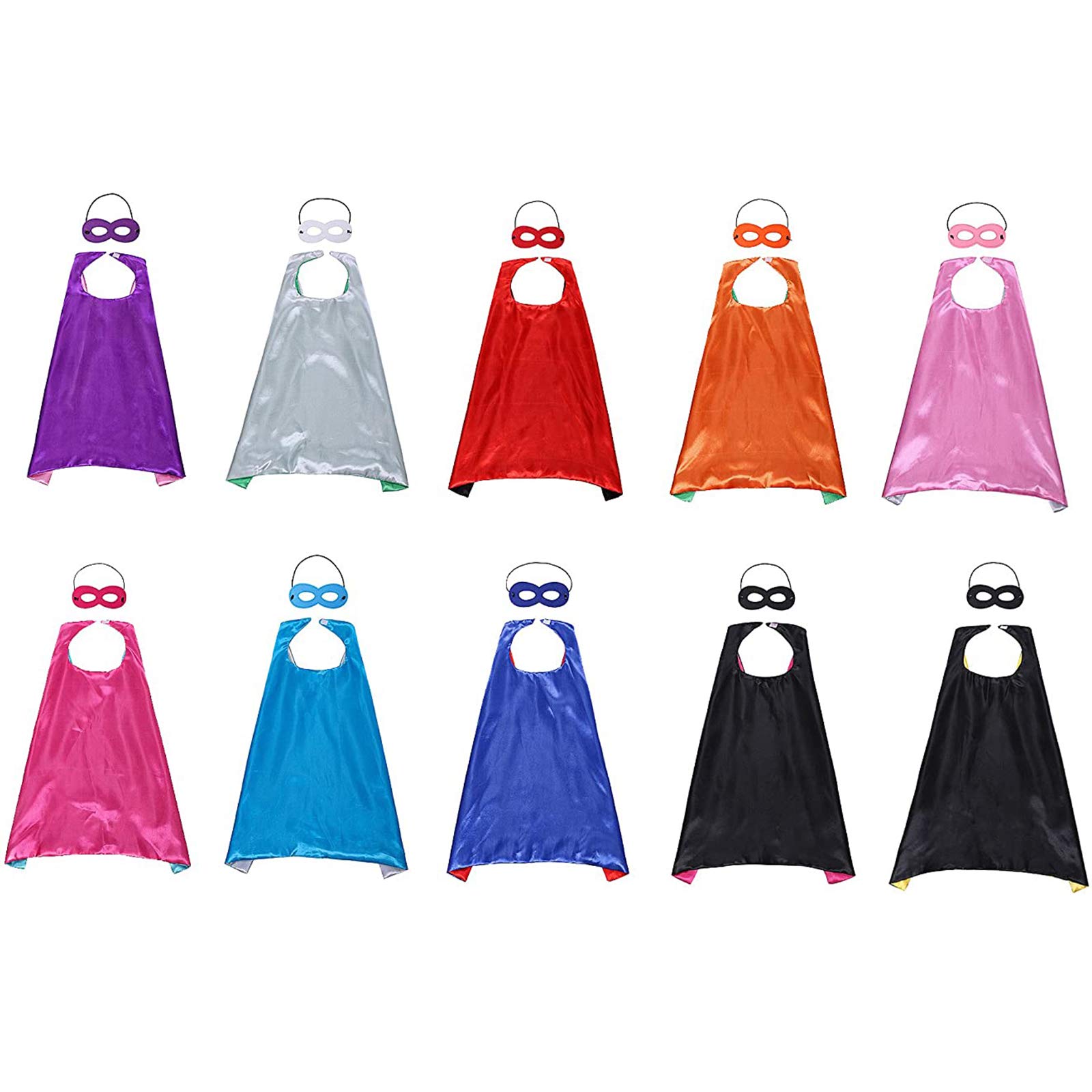 AIWEIYER Super Hero Capes Children Costumes Party Favors Set of 10-10 Satin Capes and 10 Felt Masks