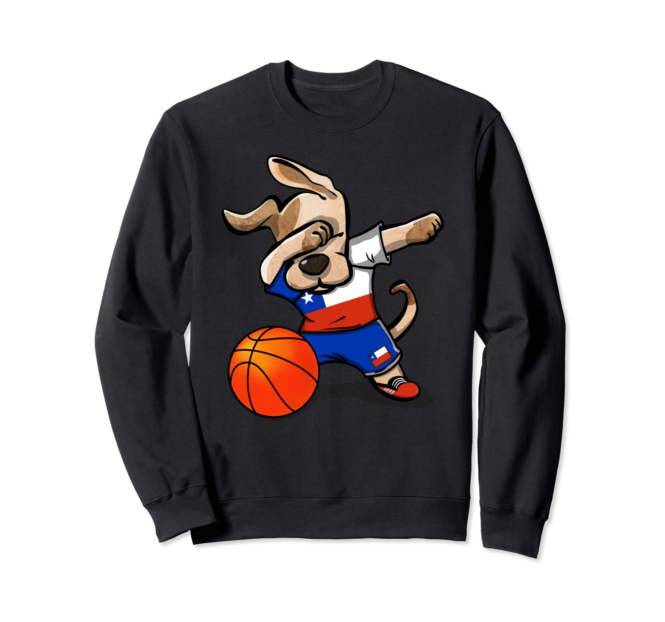 Funny Dabbing Dog Chile Basketball - Chilean Flag Sport Sweatshirt