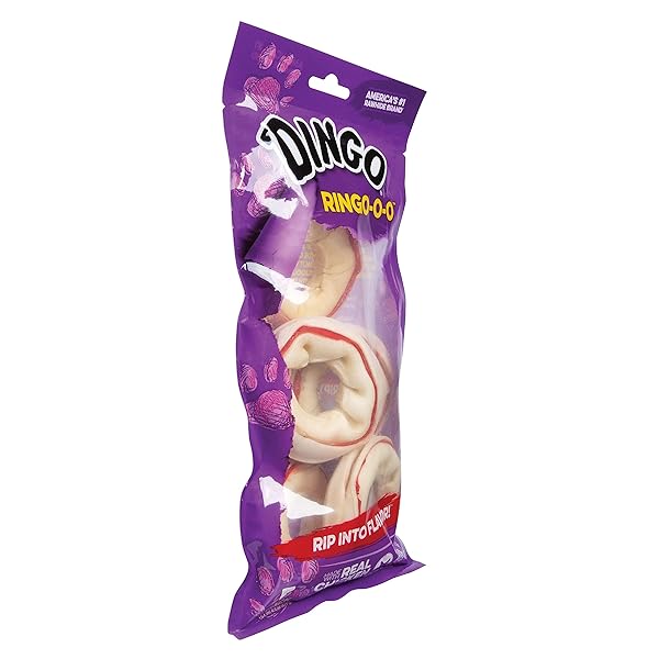 DINGO RINGO-O-O 5 COUNT, RING-SHAPED, RAWHIDE CHEW FOR ALL DOGS