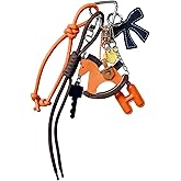 HeriNova 8-Piece Designer Leather Rocking Horse Bag Charm Set - Y2K Orange PU Letter H, Gold-Toned Heart Black Leather Bow Keychains with Ropes and Cord Kawaii Handbag Accessories