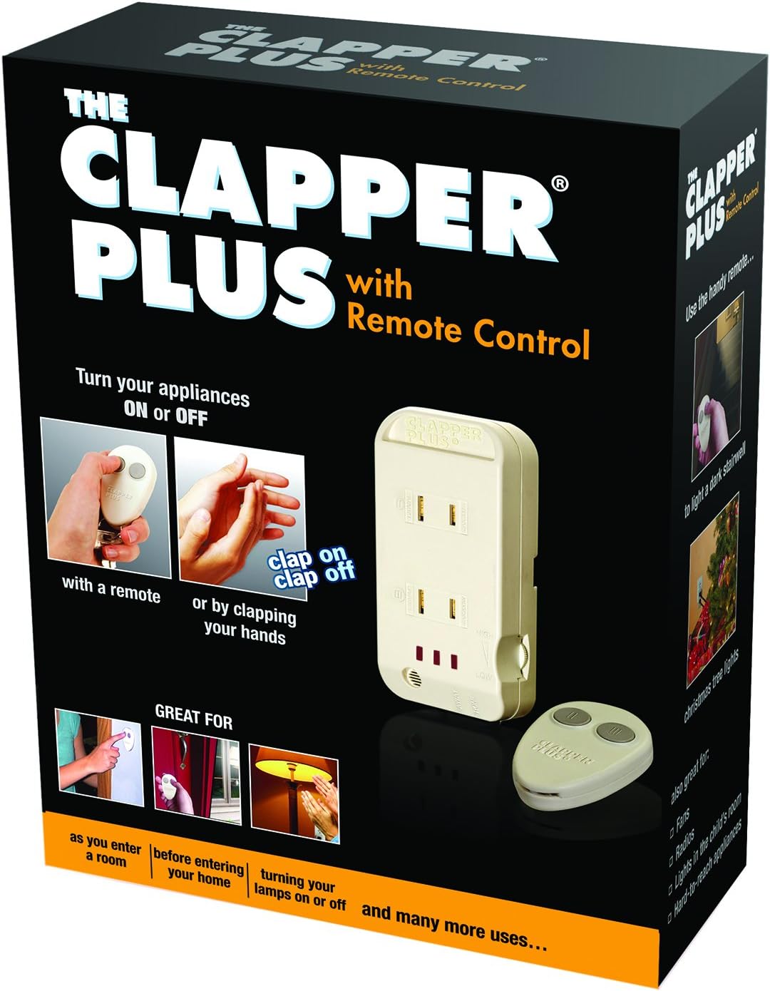 The Clapper, Wireless Sound Activated On/Off Light Switch, Clap Detection, Perfect for Kitchen/Bedroom/TV/Appliances, 120 V Wall Plug, Smart Home Technology, As Seen On TV Household Gift - Wall Light Switches - 