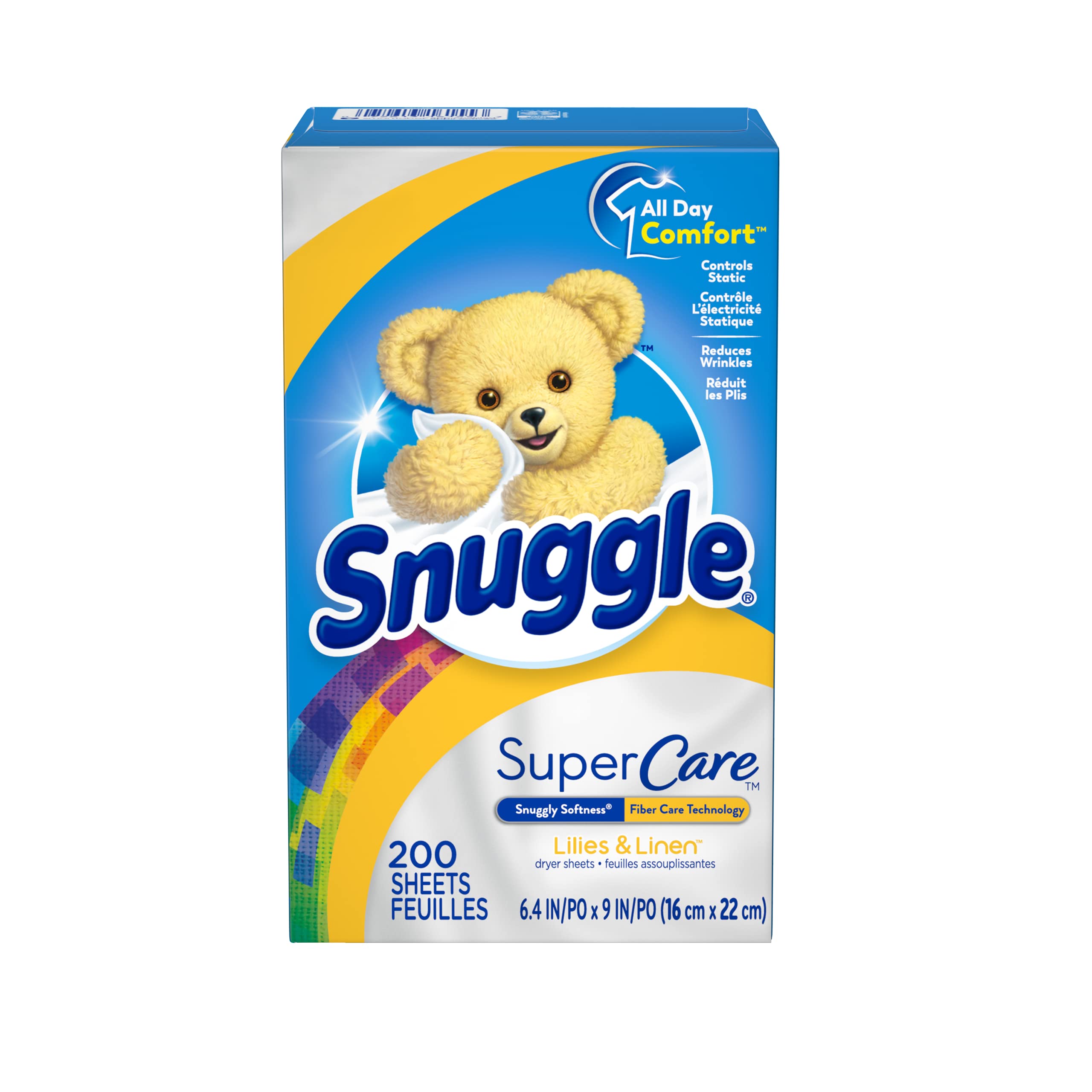 Snuggle SuperCare Fabric Softener Dryer Sheets, Lilies and Linen, 200 Count