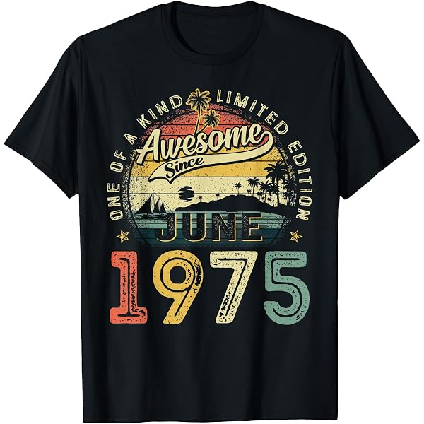 1975 Vintage Birthday Shirt For Men - Personalized Built-In Birth Year Tee - 49th Birthday Gift Idea