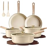CAROTE 14Pcs Pots and Pans Set Non stick, Ceramic Cookware Set, Non-toxic Kitchen Cooking Set, PFAS and PFOA Free
