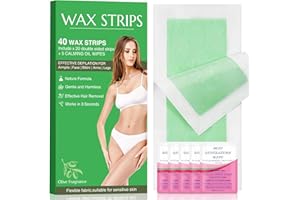 YSCFHSHC 40pcs wax strips - Body Waxing Strips, Wax Kit for Women & Men - Brazilian Wax Kit, Back Waxing Kit, All Skin Types, Arms, Legs, Armpits, Bikini, 98% Natural, Hypoallergenic Odourless, Green