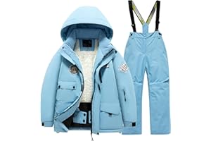 Kids Snowsuit Winter Boys Girls Snow Suits Kid Hooded Down Jacket + Ski Bib Pants Windbroof Snowboarding Snow Outfit