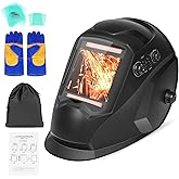NDUUN Welding Helmet Auto Darkening 3.94" X 3.66" Large Viewing Screen True Color Welder Mask, Solar Lithium Dual Power Hood 4 Arc Sensor for TIG MIG ARC Grinding