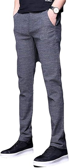 Amazon Gergeousメンズ スリム カジュアルパンツ 無地 ストレッチ スラックス パンツ ビジネス 綿 麻 ロングパンツ 秋 メンズズボン 通勤 仕事用 ロングパンツ 通販