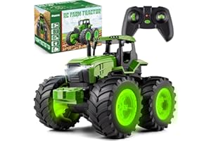 BAYSING Remote Control Tractor Toys, Light Up Monster Truck Toy for Boys 3,4,5,6,7 Years Old, Kids 2.4 Ghz RC Farm Tractor Toys, Ideal Christmas, Birthday Toys Gift for Kids Age 3-7 Years Old