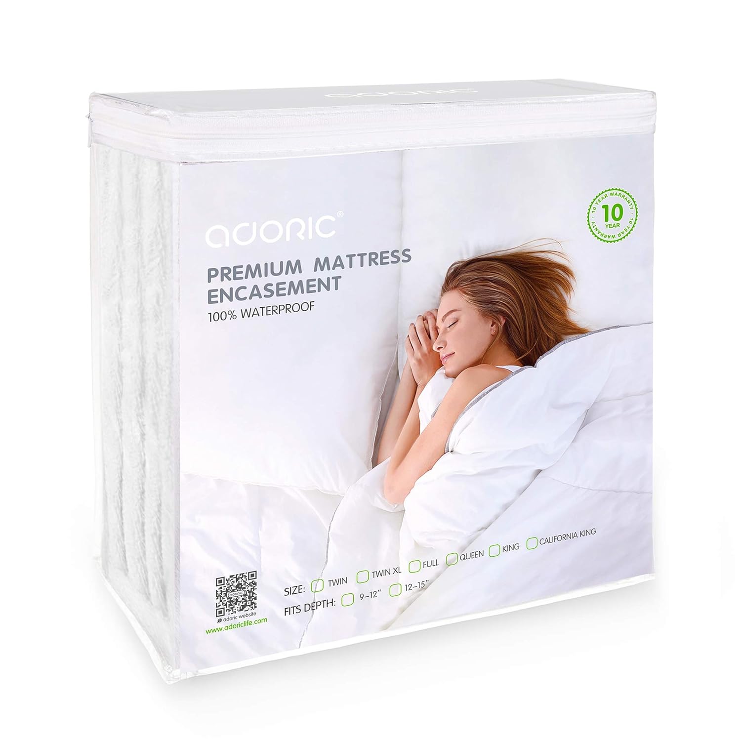 Adoric Zippered Mattress Encasement, Premium Waterproof Mattress Protector Twin Size Cotton Terry Surface Adoric Zippered Mattress Encasement, Premium Waterproof Mattress Protector Twin Size Cotton Terry Surface