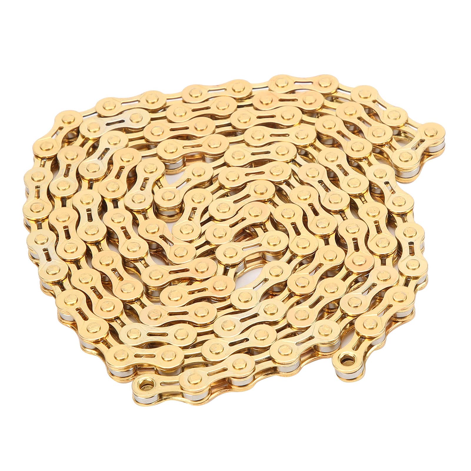 Keenso Mountain Bike Chain, High Strength Steel 8 Speed Bike Chain Lightweight 116 Links 8 Speed Bicycle Chain Replacement Cycling Accessory Gold Bicycles and Spare Parts