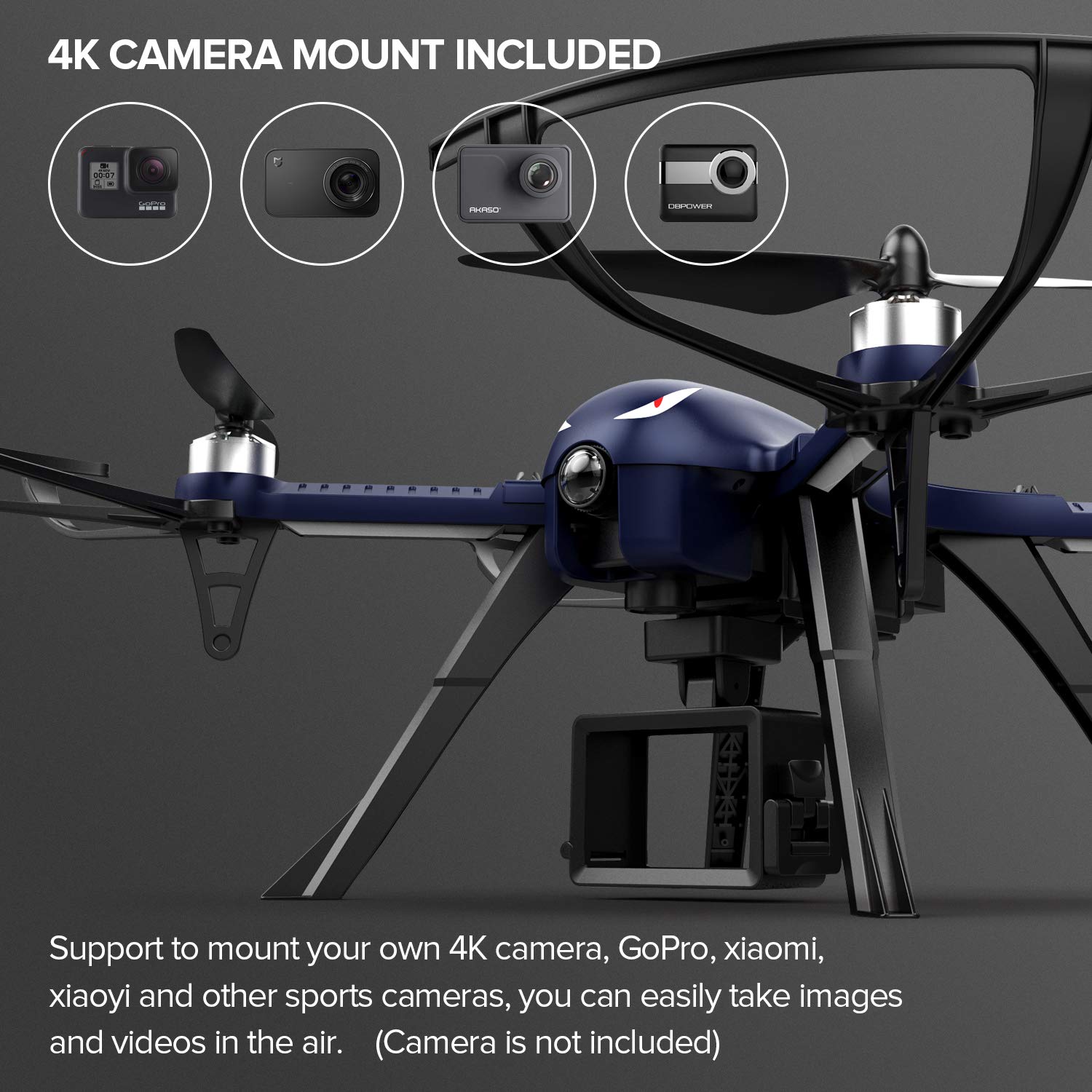 DROCON Drone  Bugs3 Helicoptère télécommandé 2.4Ghz 6 Axes Gyroscope Quadcopter  FPV Vidéo support de fixation pour caméra d’action HD