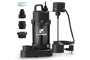 FLUENTPOWER 3/4HP Submersible Sump Pump 3500GPH, with Piggy-Back Vertical Float Switch and 10' Cord, Portable Electric Cast A