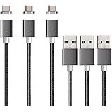 NetDot Gen7 Magnetic Charging Cable Compatible with Micro USB Smartphone and i-Product (3.3ft / 3 Pack Gray)