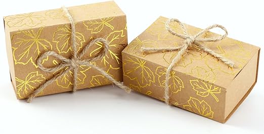 Anladia - 25 cajas de cartón de papel de estraza dorado, caja de regalo, caja de regalo,