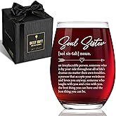 Soul Sister Wine Glass Gifts for Women, 15Oz Stemless Wine Glasses Birthday Gift for Her, Best Friend, Soul Sister, Friendship gifts for Bestie, Female Friends, BFF, Christmas -4