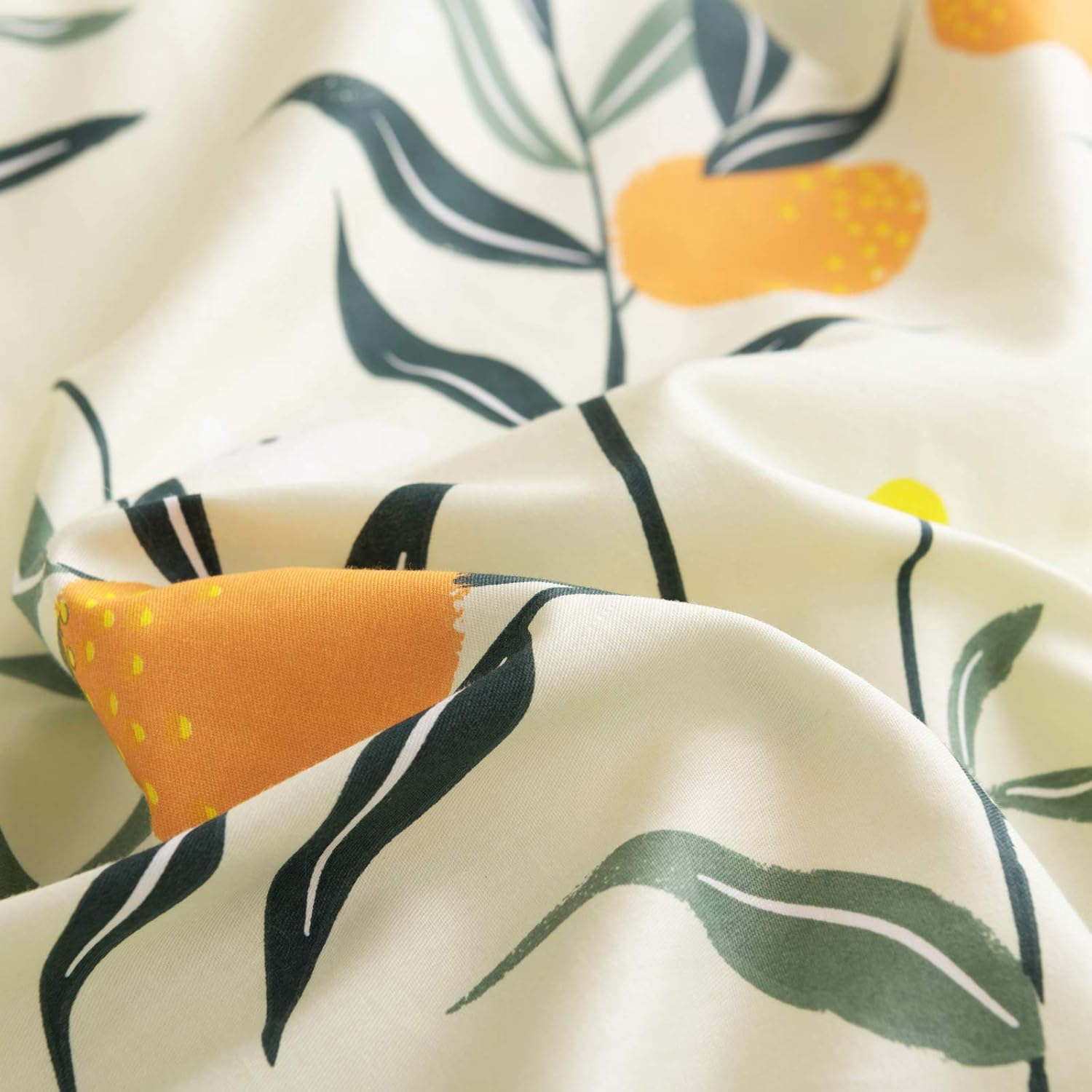 HoneiLife Duvet Cover Queen Size - 100% Cotton Comforter Cover Floral Duvet Cover Sets, Orange Duvet Cover with Zipper Closure & Corner Ties, 3pcs Wrinkle Free Comforter Cover Sets-Fruit: Home & Kitchen