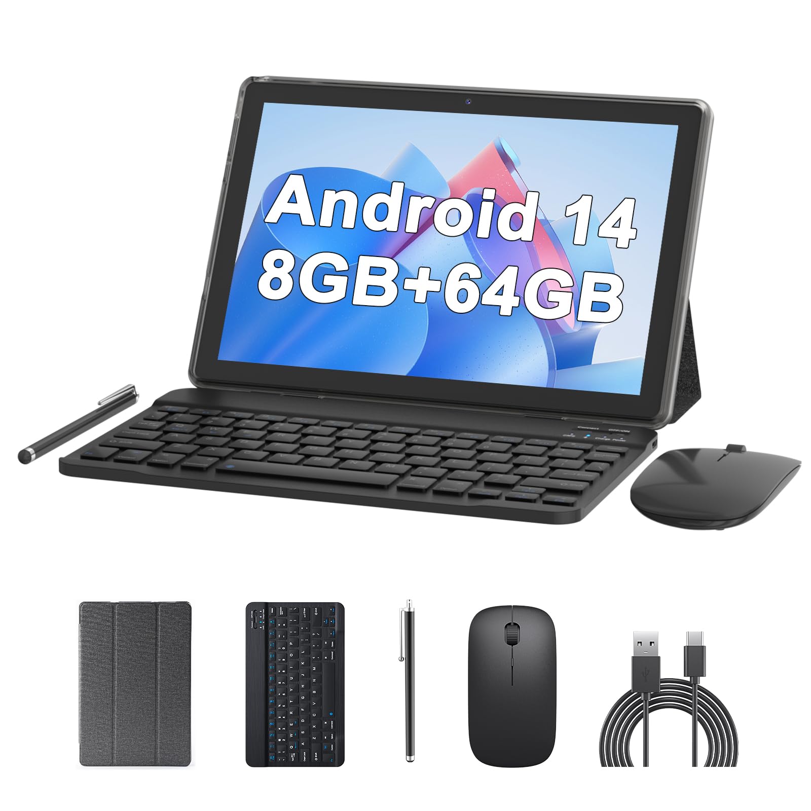 Mua 10 inch Tablet Android 14 Tablets 2 in 1 With Keyboard Case Mouse ...
