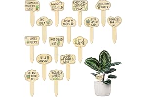 GEEHUA 15Pcs Garden Plant Markers, Succulent Markers Plant Labels Wood Funny Plant Signs Interesting Words Wooden Plant Vegetable Tag Plant Name Signs with Stake for Outdoor Indoor Patio Plants Tags