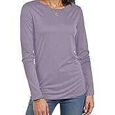 Long Sleeve Shirts for Women Crew Neck Basic Tee Fashion Womens Tops Lilac