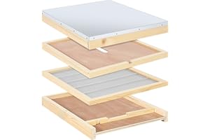 Colingmill 5 Pcs Beehive Parts Kit for 10 Frame Bee Hive Includes Bee Hive Telescoping Top Cover 10 Frame, Mental Queen Excluder, Inner Cover, Solid Bottom Board and Entrance Reducer for Beekeeping