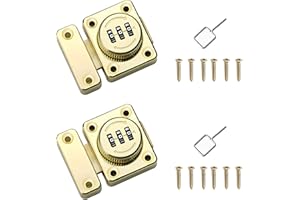 I-EASYDWW Cabinet Password Latch, Keyless Cabinet Lock, Cabinet Latch, Combination Latch, Combination Lock, Easy to Install, Privacy Lock, for One-Way Door, Cabinet, Drawer, etc, Golden, 2 Pack