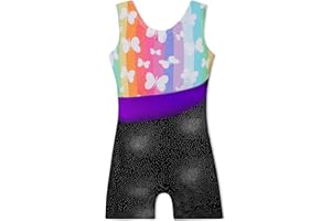 XiaoMoSha Girls Leotards for Gymnastics Outfits Sparkle Kids Sleeveless One-Piece Colorful Dancewear Bodysuit