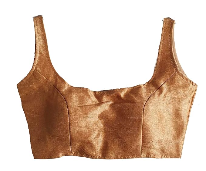 Women's Golden Colour Sleevelless Readymade Saree Blouse (Gold Color,38 Size+mrgin)