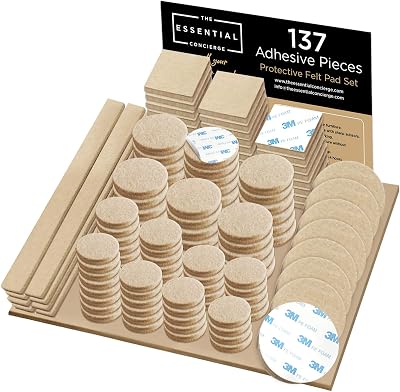 The Essential Concierge 137 Pack Furniture Pads Felt 3M Adhesive Floor