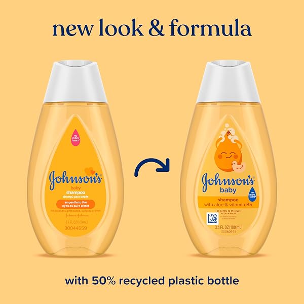 JOHNSON’S BABY SHAMPOO WITH ALOE VERA & VITAMIN B5, TEAR FREE, NEWBORN ESSENTIALS, NO ADDED PARABENS & SULFATES, HYPOALLERGENIC, BABY ESSENTIALS, 13.6 FL. OZ