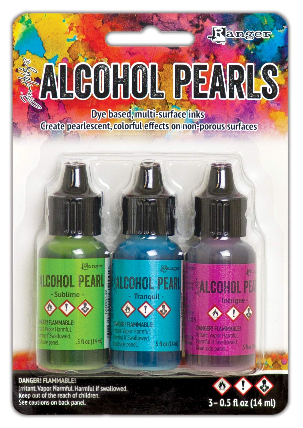 Ranger Alcohol Ink Pearls Kit, B Green/Turquoise/Fuchsia, Medium