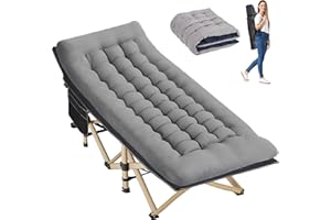Candockway Folding Camping Cot for Sleeping, Portable Cots for Adults, Heavy Duty Cot Bed 550LBS(Max Load), Extra Wider Cots with Large Pocket for Outdoor, Office, Beach