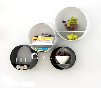 Home Sparkle Round Shelf Set, Set of 4, Multicolour