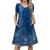 Zeagoo Womens Summer A-Line Dress with Pockets Mini Short Sleeve Dresses Flowy Beach Swing Dress 2026 Vacation Travel