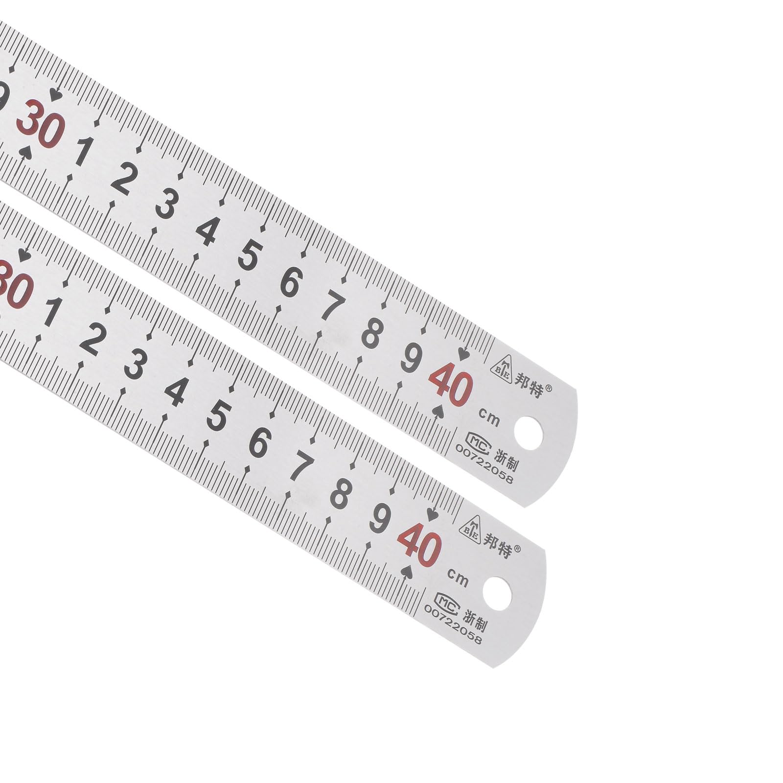 Kozelo 2pcs Stainless Steel Ruler - [40cm/16 Inch x 1.1 Inch] Double Reading Straight Edge Metal Measuring Tools for Architectural Design Use