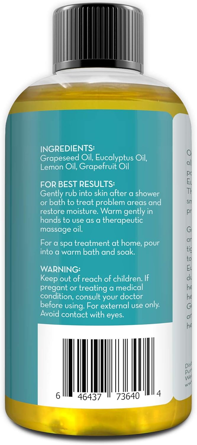 Pure Body Naturals Cellulite Massage Oil, 8 fl oz | 100% Natural Cellulite Oil for Thighs and Butt | Chemical Free Cellulite Oil Massage Treatment for Firming Stomach, Legs, and Arms (Label Varies): Health & Personal Care
