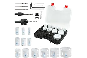 GMTOOLS Hole Saw Kit Bi Metal, with 3/4" to 2-1/2" 22 PCS Saw Blades in Case, Hole Saw Set for Metal, Wood and Plastic, with Clean and Smooth Cutting Edge, Fast Chip Removal