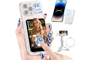 Moman Vlog Selfie Touchscreen Monitor Screen with 4K 60fps & Encrypted Private Wireless for iPhone 7-17 Series, Magnetic Back