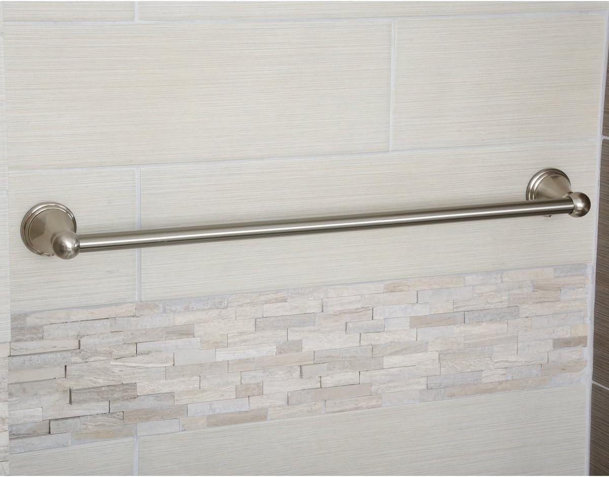 Basics Modern Towel Bathroom Bar, Satin Nickel, 24 Inch - - 