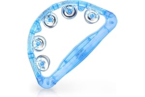MIRACLE,M LED Tambourine - Musical Flashing Handheld Percussion Instruments for Adults - Light Up Tambourine with Batteries Included (Blue)