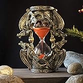 Summit Collection Gothic Fantasy Double Twin Dragons Sandtimer Red Sand Hourglass Sculptural Decor 7.4 inches Tall