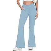 POTILI Flare Jeans for Women Bell Bottom High Crossover Waisted Stretchy Butt Lifting Bootcut Jeggings Denim Pants