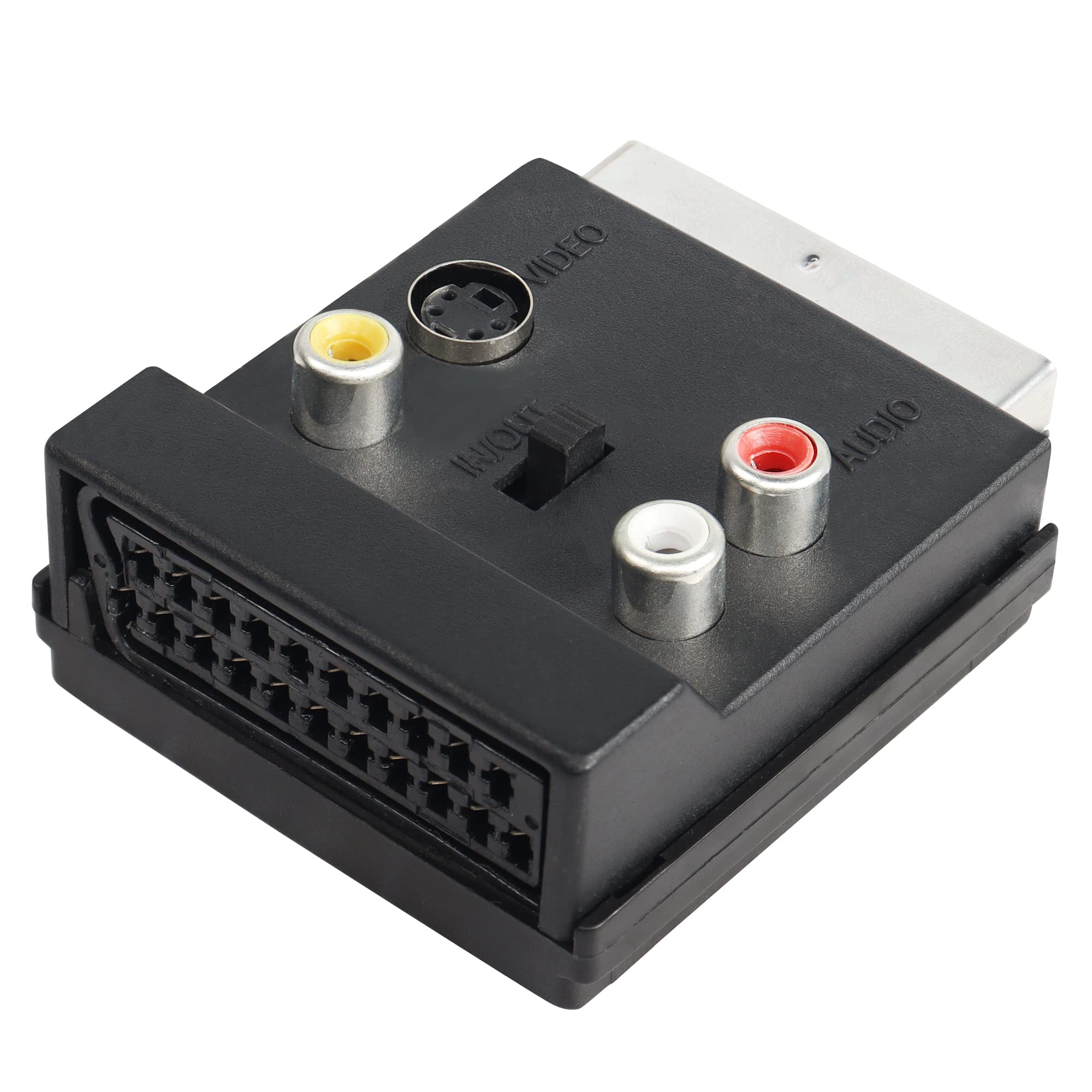 PNGKNYOCN SCART to 3 RCA S-Video Adapter Switchable IN OUT Scart Male to Scart Female S-Video 3 RCA Audio Adapter Converter