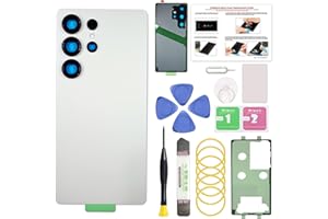 GREEN FUSION Compatible with Galaxy S25 Ultra Back Glass Cover Replacement, with Pre-Installed Camera Lens & Pre-Cut Tape, Includes Instruction, White Silver