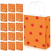 Oudain 16 Pcs Anime Theme Party Supplies Happy Birthday Paper Bags Candy Treat Goodie Gift Bags for Cartoon Animation Birthday Party Favors Decoration(Red Star Orange)
