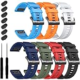 EZMVZKU 22mm Quickfit Silicone Band Compatible with Garmin Fenix 8/8Pro 47mm/Fenix 7/7 Pro/6/6 Pro/5 Plus,Watchband for Forerunner 970 965 955/Approach S70/Tactix 8/Quatix 8 47mm/Descent G2/G1 Solar